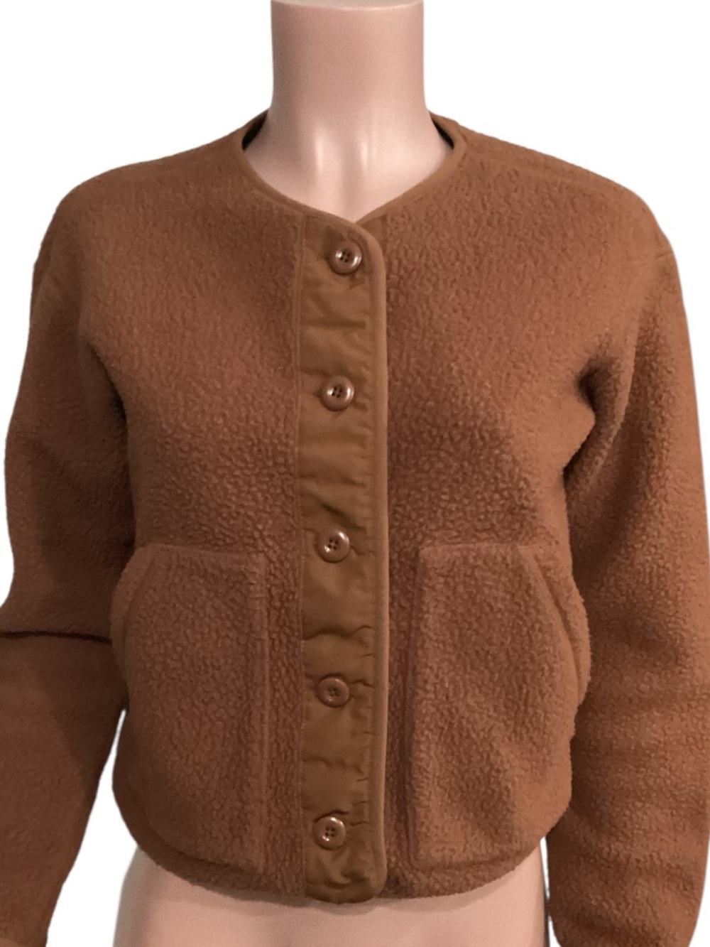 Everlane The Renew Teddy Fleece Button-Up Liner Jacket Large Pockets size XS